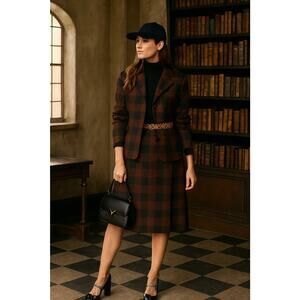 Plaid Brown Skirt + Blazer